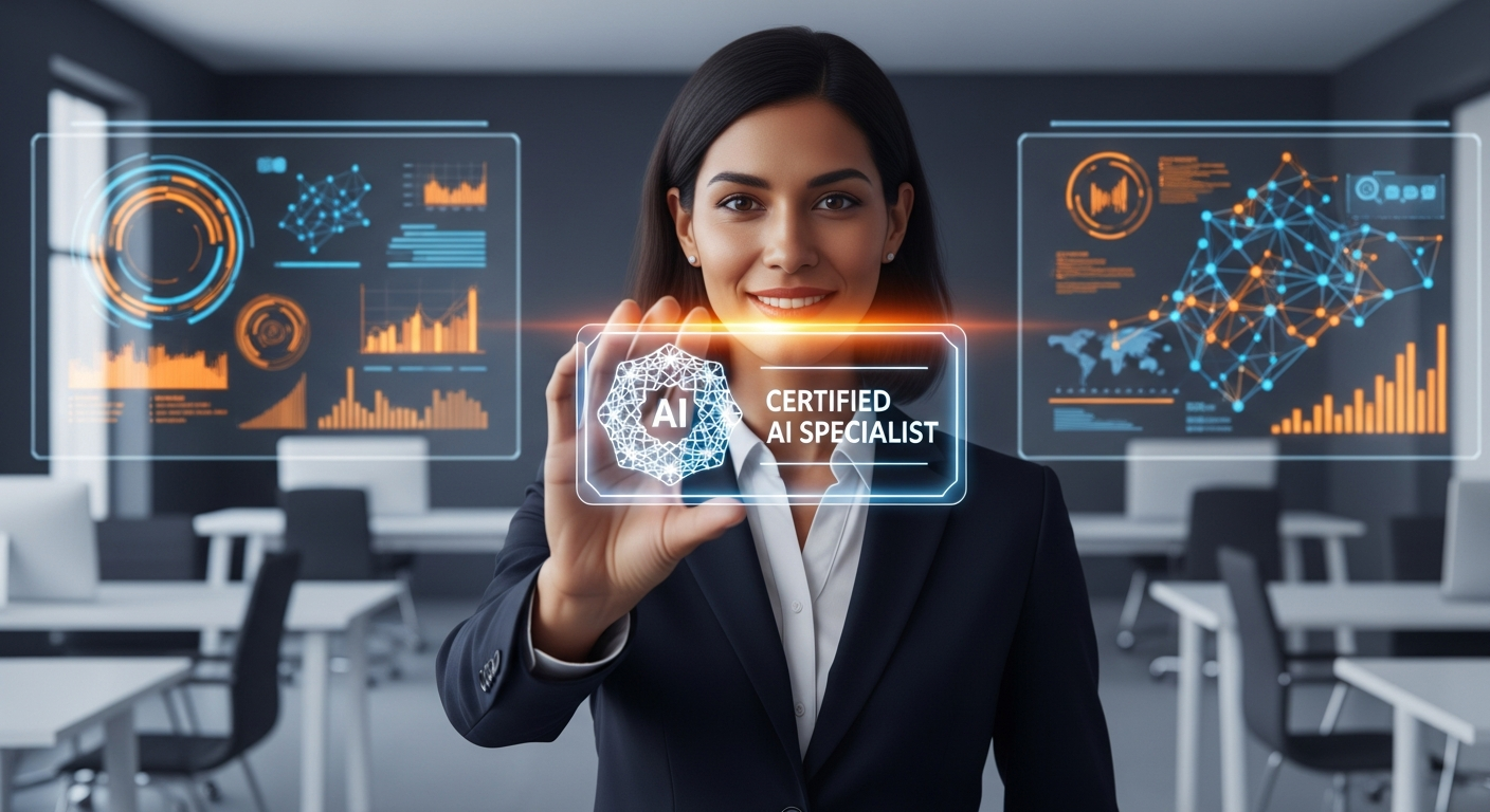Professional earning AI certification digital badge
